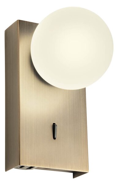 Norma antik bronz fali lámpa – 2700K meleg fény, USB A+C csatlakozóval és kapcsolóval
