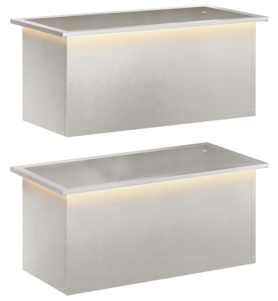 Led-es kerti virágláda 2 db Ezüst 40 x 80 x 40 cm