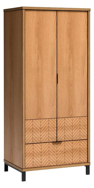 Gardróbszekrény Lorsali 100, Laminált forgácslap, 200x87x61cm, Tölgy, Fekete