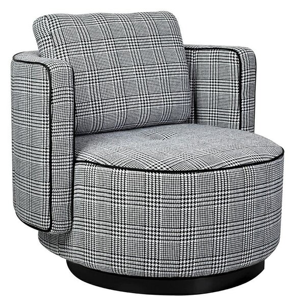 King Home TONDO Forgó Fotel Pepita Fekete-Fehér