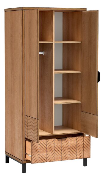 Gardróbszekrény Lorsali 100, Laminált forgácslap, 200x87x61cm, Tölgy, Fekete