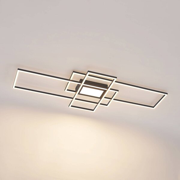 Lindby LED mennyezeti lámpa Caitlin, antracit, fém, 105cm, dimmelhető, Alu / szürke / cink, Nappali / Étkező, fém, Modern