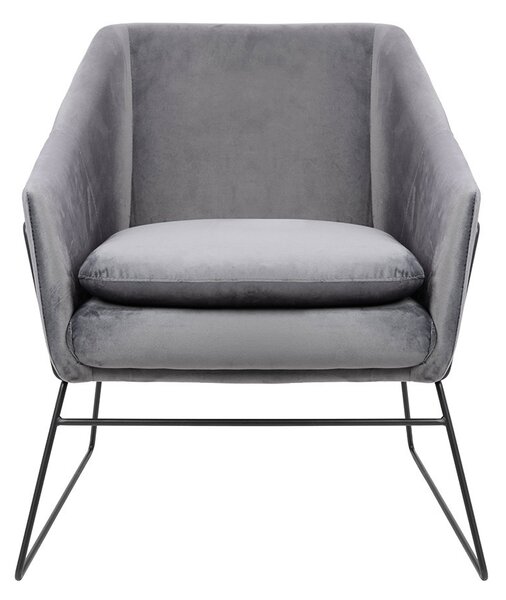 King Home Emma Velvet Fotel Sötétszürke Bársony Fekete Vázzal