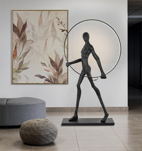 King Home Human Round LED Állólámpa Üvegszálas Fekete Művészi