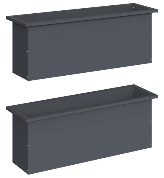 Led-es kerti virágláda 2 db Antracit 30 x 100 x 30 cm Acél