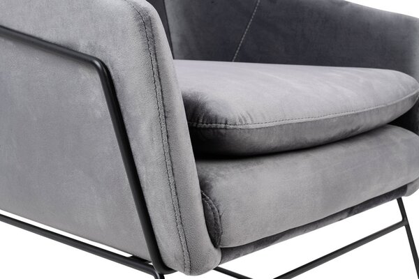 King Home Emma Velvet Fotel Sötétszürke Bársony Fekete Vázzal