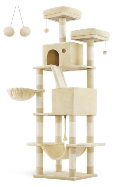 Feandrea XXL Luxus Macskabútor 206 cm Bézs Többszintes Kaparófa