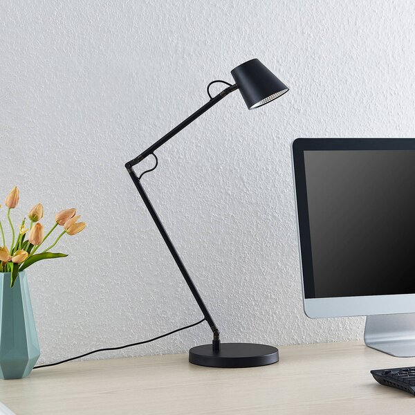 Lucande LED-es asztali lámpa Tarris, magasság 46 cm, fekete, dimmelhető, Fekete, Dolgozószoba / Iroda, fém, Modern