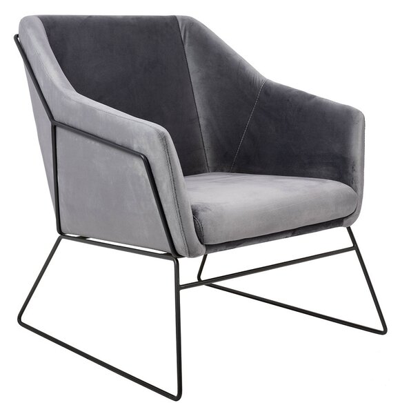 King Home Emma Velvet Fotel Sötétszürke Bársony Fekete Vázzal