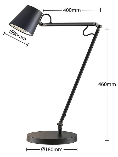 Lucande LED-es asztali lámpa Tarris, magasság 46 cm, fekete, dimmelhető, Fekete, Dolgozószoba / Iroda, fém, Modern