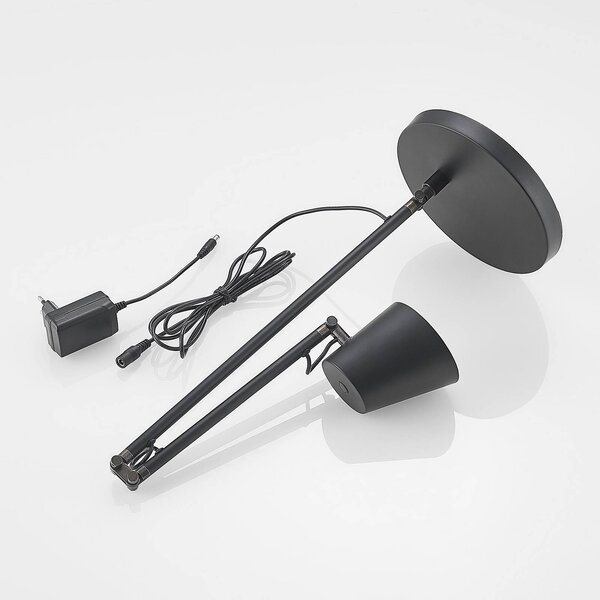 Lucande LED-es asztali lámpa Tarris, magasság 46 cm, fekete, dimmelhető, Fekete, Dolgozószoba / Iroda, fém, Modern