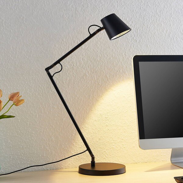 Lucande LED-es asztali lámpa Tarris, magasság 46 cm, fekete, dimmelhető, Fekete, Dolgozószoba / Iroda, fém, Modern