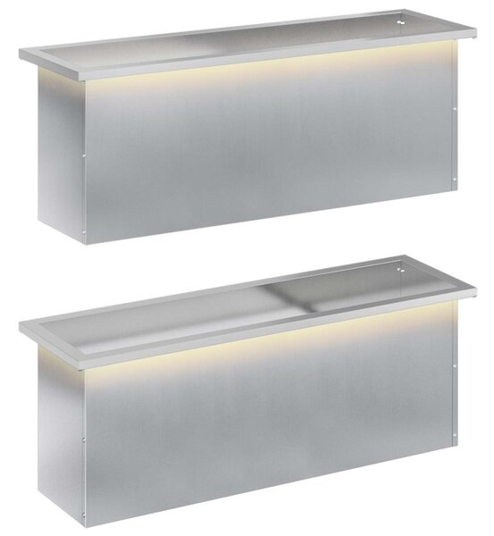 Led-es kerti virágláda 2 db Ezüst 30 x 100 x 30 cm