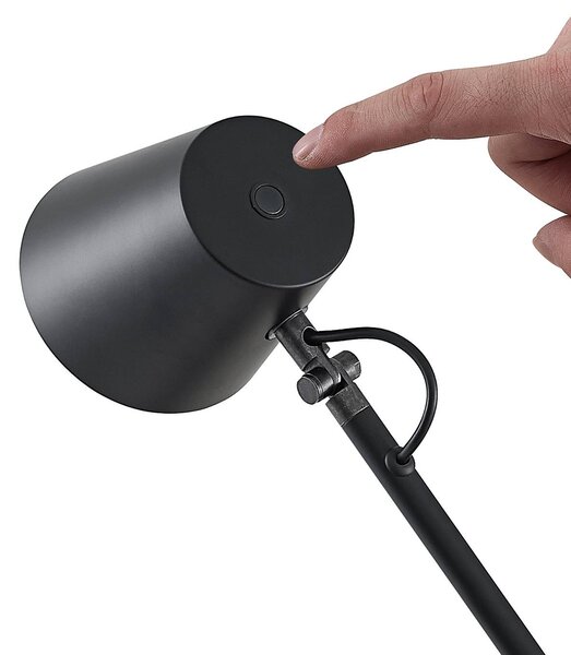 Lucande LED-es asztali lámpa Tarris, magasság 46 cm, fekete, dimmelhető, Fekete, Dolgozószoba / Iroda, fém, Modern