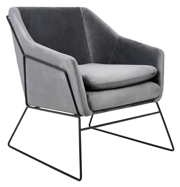 King Home Emma Velvet Fotel Sötétszürke Bársony Fekete Vázzal
