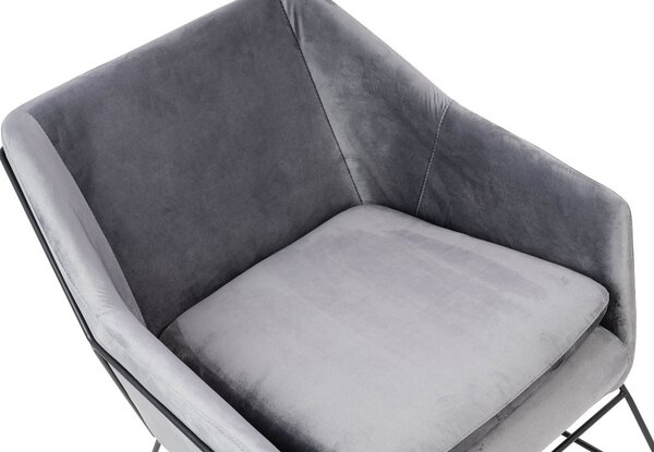 King Home Emma Velvet Fotel Sötétszürke Bársony Fekete Vázzal