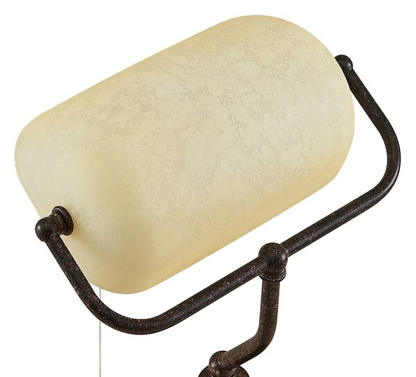 Lindby asztali lámpa Profina, 39 cm, rozsdabarna, acél, Barna / rozsda, Dolgozószoba / Iroda, fém, Antik