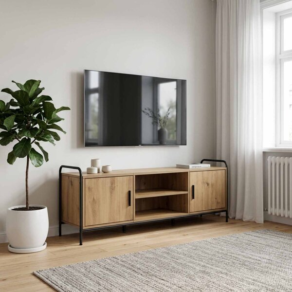 TV szekrény 133 x 33 x 50 cm Kézműves Tölgy Szerelt Fa