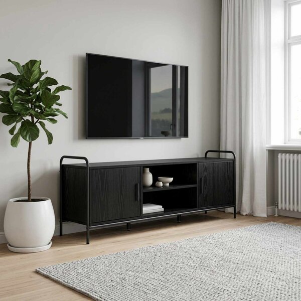 TV szekrény 133 x 33 x 50 cm Fekete Tölgy Szerelt Fa