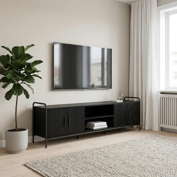 TV szekrény 167,5 x 33 x 50 cm Fekete Tölgy Szerelt Fa