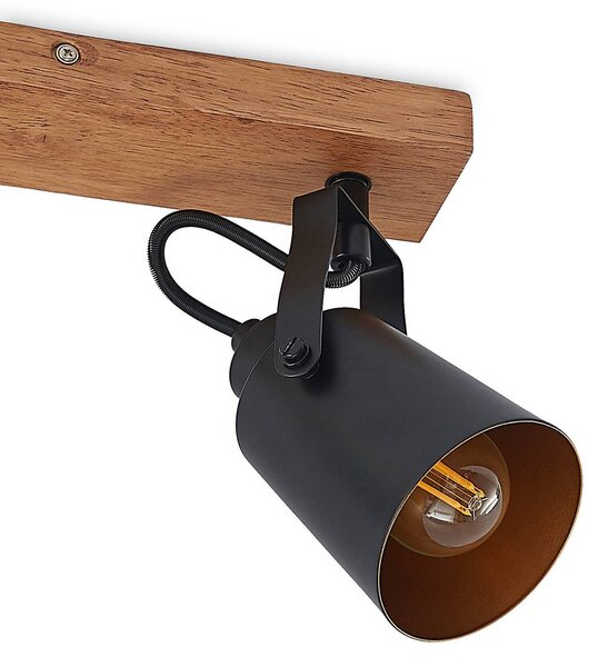 Lindby Kimban menny. spot, két égős, dimmelhető, Sötét fa, Nappali / Étkező, Fa, Modern