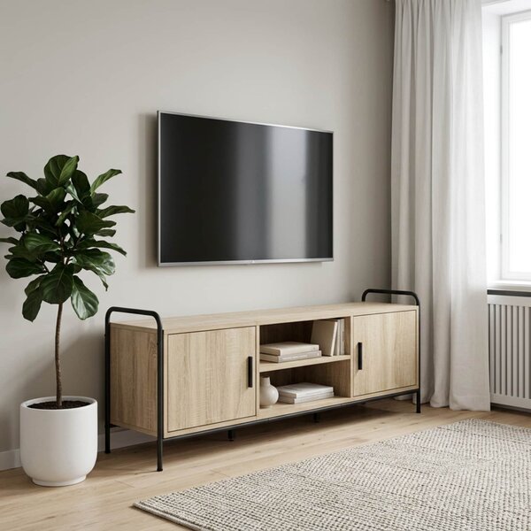 TV szekrény 133 x 33 x 50 cm Sonoma Tölgy Szerelt Fa