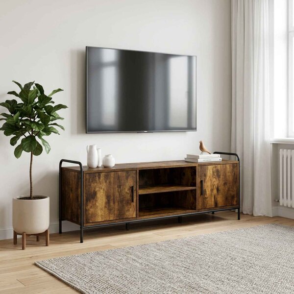 TV szekrény 133 x 33 x 50 cm Füstös Tölgy Szerelt Fa