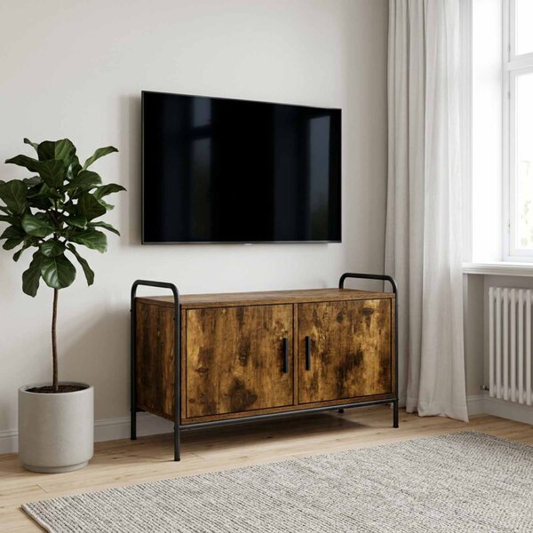 TV szekrény 79,5 x 33 x 50 cm Füstös Tölgy Szerelt Fa