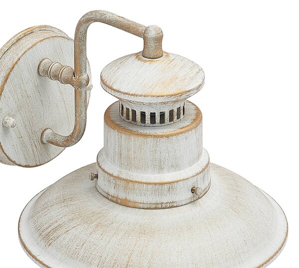 Lindby kültéri fali lámpa Gwendolyn, fehér antik, fém, 26cm, dimmelhető, Fehér / opál, fém, Antik