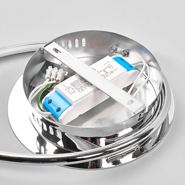 Lindby LED mennyezeti lámpa Joline, Ø 74 cm, króm színű, fém, Króm / ezüst, Nappali / Étkező, fém, Modern