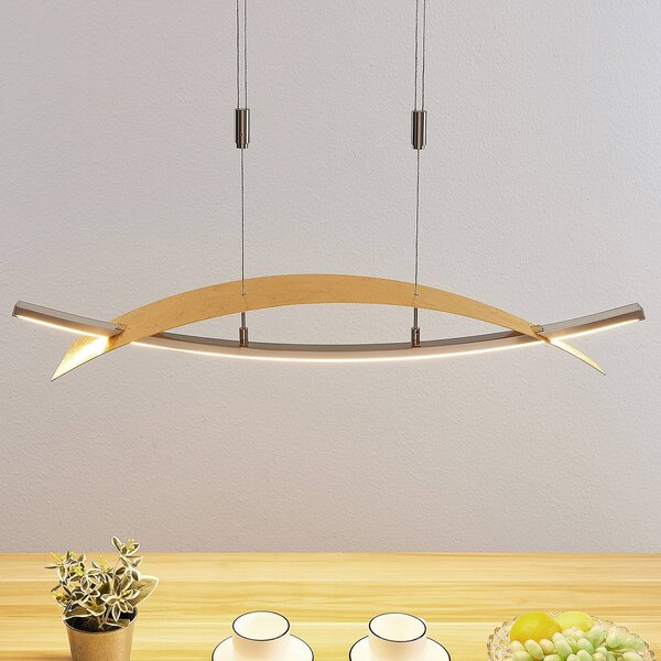 Lucande LED-es függőlámpa Marija, 91 cm, arany színű, fényerőszabályzóval, dimmelhető, Sárgaréz / arany, Nappali / Étkező, fém, Modern
