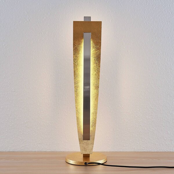 Lucande LED-es asztali lámpa Marija, arany színű, fényerőszabályzó, 62 cm, dimmelhető, Sárgaréz / arany, Nappali / Étkező, fém, Modern