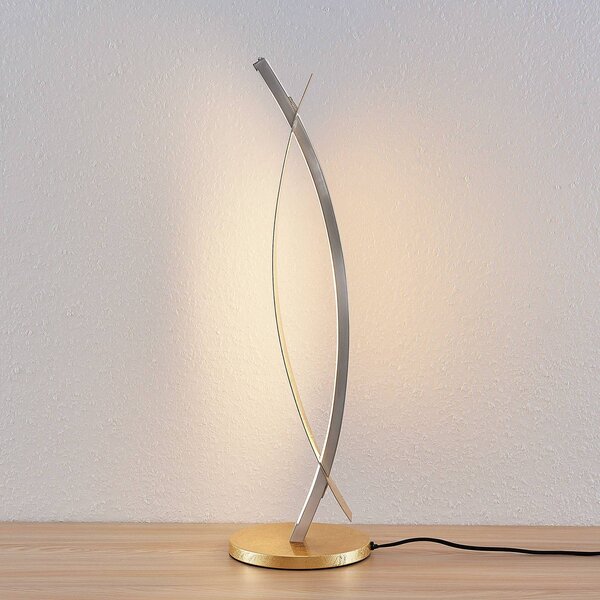 Lucande LED-es asztali lámpa Marija, arany színű, fényerőszabályzó, 62 cm, dimmelhető, Sárgaréz / arany, Nappali / Étkező, fém, Modern