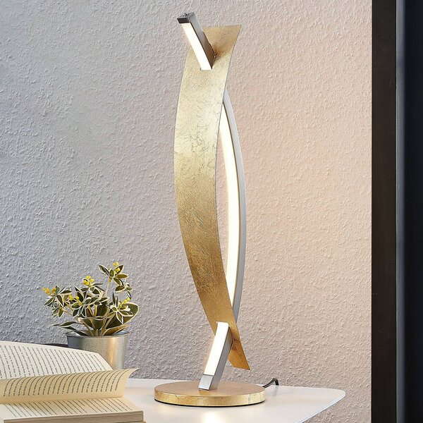 Lucande LED-es asztali lámpa Marija, arany színű, fényerőszabályzó, 62 cm, dimmelhető, Sárgaréz / arany, Nappali / Étkező, fém, Modern