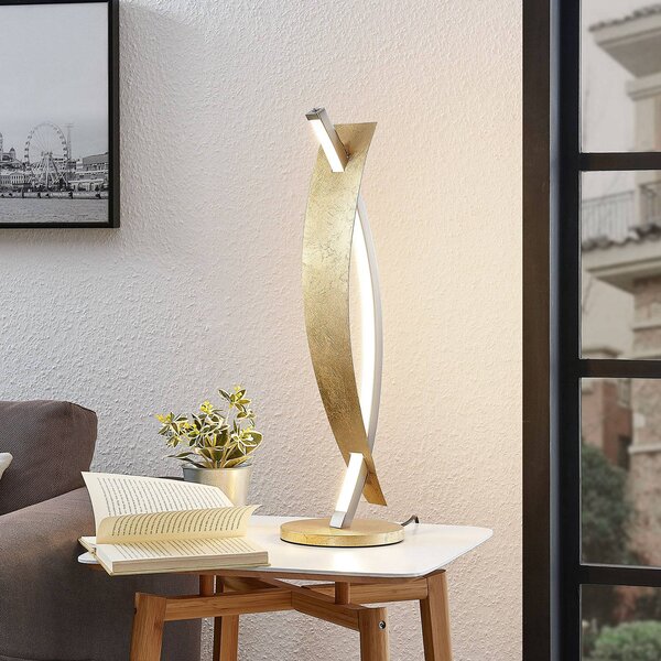 Lucande LED-es asztali lámpa Marija, arany színű, fényerőszabályzó, 62 cm, dimmelhető, Sárgaréz / arany, Nappali / Étkező, fém, Modern