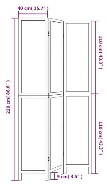 VidaXL 3 Paneles Bambusz Térelválasztó - 105-110 x 220 cm