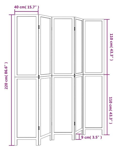 VidaXL 5 Paneles Bambusz Térelválasztó - 175-180x220 cm