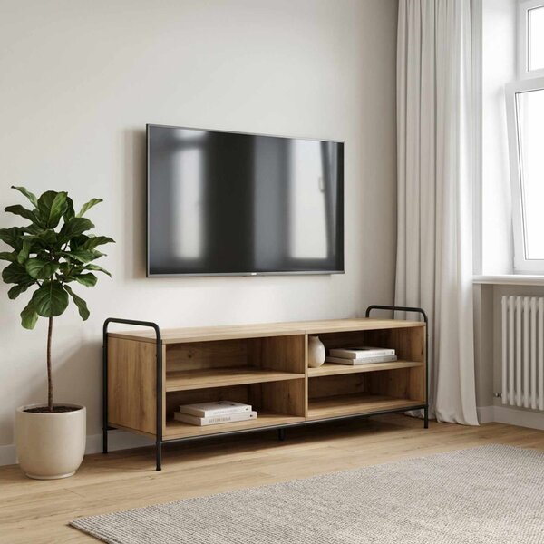 TV szekrény 140 x 39,5 x 50 cm Kézműves Tölgy Szerelt Fa