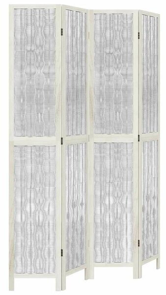 VidaXL 4 Paneles Fehér Tömörfa Térelválasztó - 140x220 cm
