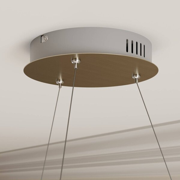 Lucande LED-es függőlámpa Gunbritt, Ø 80 cm, ezüst, fényerőszabályzóval,, dimmelhető, Alu / szürke / cink, Nappali / Étkező, Alumínium, Modern