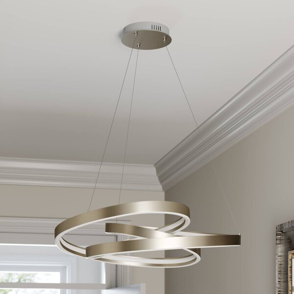 Lucande LED-es függőlámpa Gunbritt, Ø 80 cm, ezüst, fényerőszabályzóval,, dimmelhető, Alu / szürke / cink, Nappali / Étkező, Alumínium, Modern