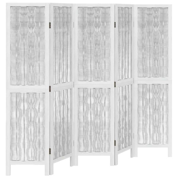 VidaXL 5 Paneles Fehér Tömörfa Térelválasztó - 175x160 cm