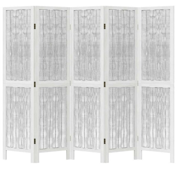 VidaXL 5 Paneles Fehér Tömörfa Térelválasztó - 175x160 cm
