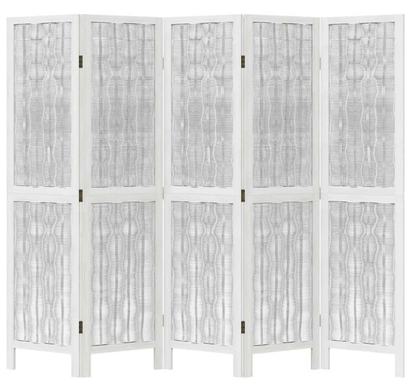 VidaXL 5 Paneles Fehér Tömörfa Térelválasztó - 175x160 cm