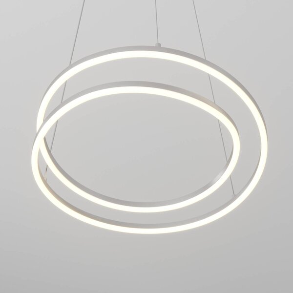 Lindby LED-es függőlámpa Davian, nikkel színű, Ø 49 cm, fényerőszabályzóval, dimmelhető, Alu / szürke / cink, Nappali / Étkező, Alumínium, Modern