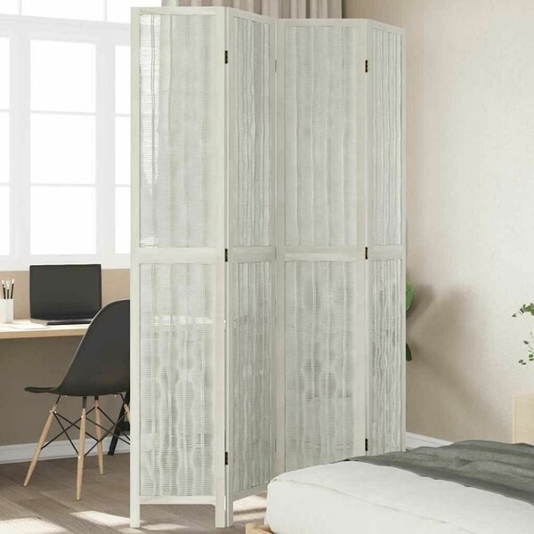 VidaXL 4 Paneles Fehér Tömörfa Térelválasztó - 140x220 cm