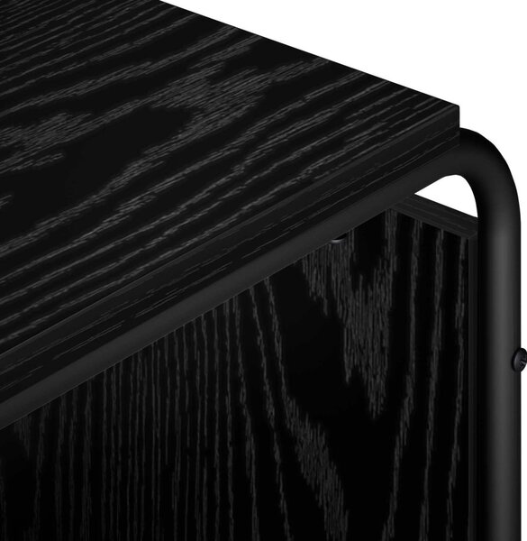TV állvány 140 x 36 x 45 cm Fekete Tölgy Szerelt Fa