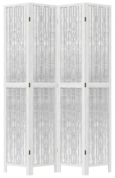 VidaXL 4 Paneles Fehér Tömörfa Térelválasztó - 140x220 cm