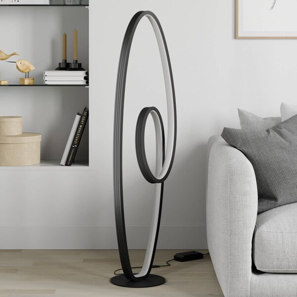 Lucande LED állólámpa Bronwyn, 122cm, antracit, alumínium, dimmelhető, Fekete, Nappali / Étkező, Alumínium, Modern