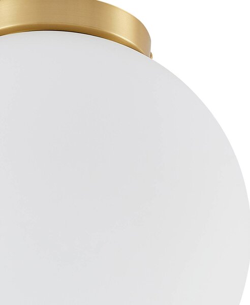 Lindby Meriala mennyezeti lámpa sárgaréz, üveg Ø 30cm, dimmelhető, Fehér / opál, Nappali / Étkező, Üveg